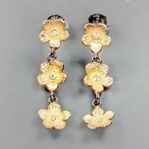 Earrings Natural Blue Topaz Cascading Flowers 925
